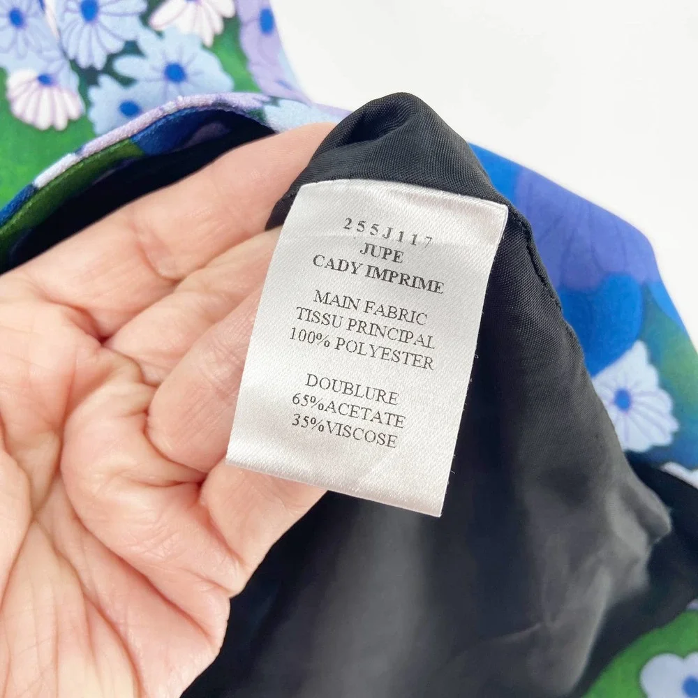 Carven Blue and Green Cady Floral Printed Mini Skirt - Picture 10 of 10